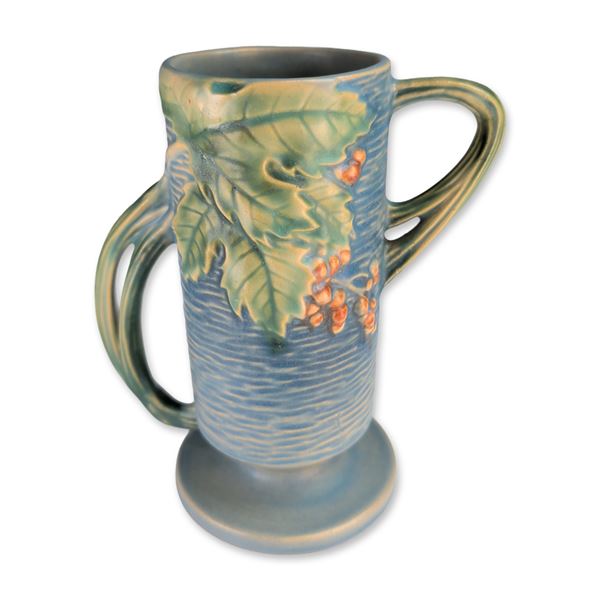 Roseville Bushberry Blue Pottery Vase