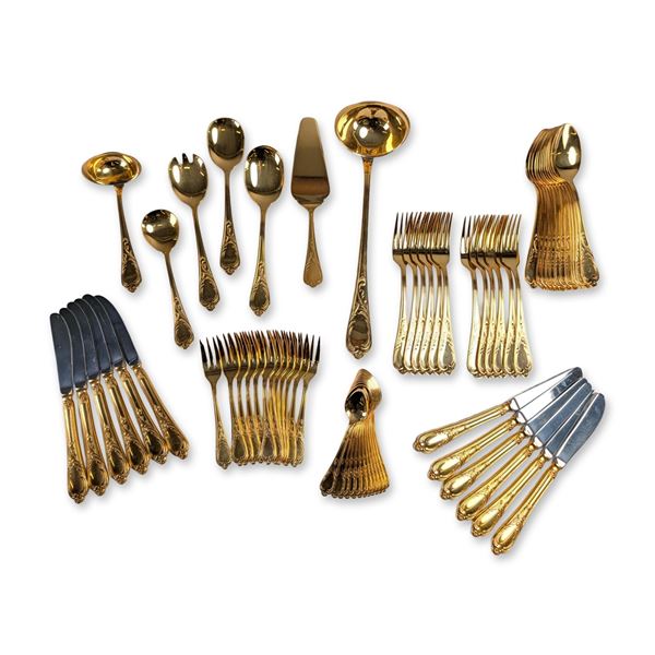 67pc Solingen 23/24K Gold Plated Flatware Service for Twelve