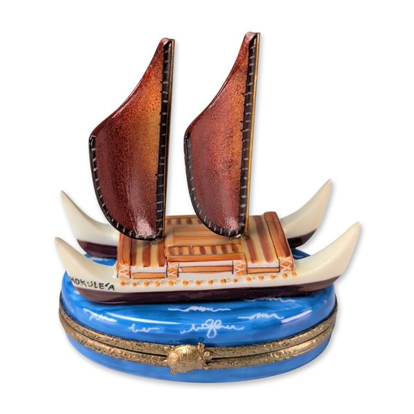 Limoges France Peint Main Hokulea Trinket Box