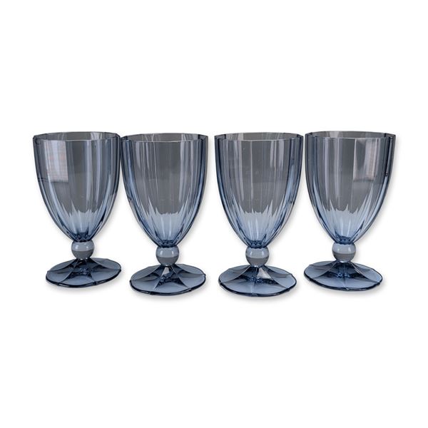 4pc Villeroy & Boch My Garden Blue Glass Water Goblets