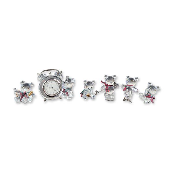6pc Swarovski Silver Crystal Kris Bear Figurine Collection