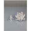 Image 2 : Two Swarovski Silver Crystal Waterlily Candle Holder and Orchid Figurine