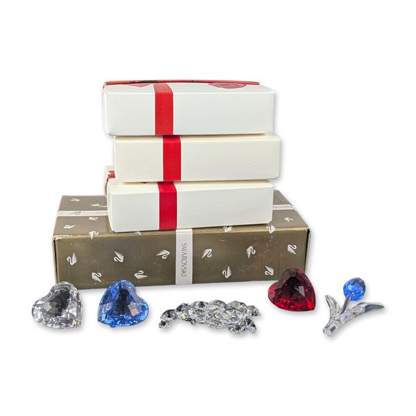 5pc Swarovski Crystal Hearts and Tulip Figurine Collection