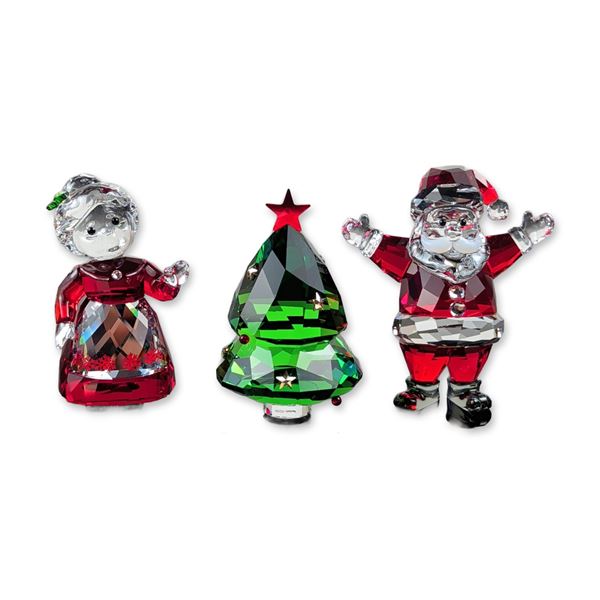 3pc Swarovski Crystal Holiday Cheers Figurines