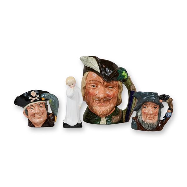 4pc Royal Doulton Character Jug and Figurine Group