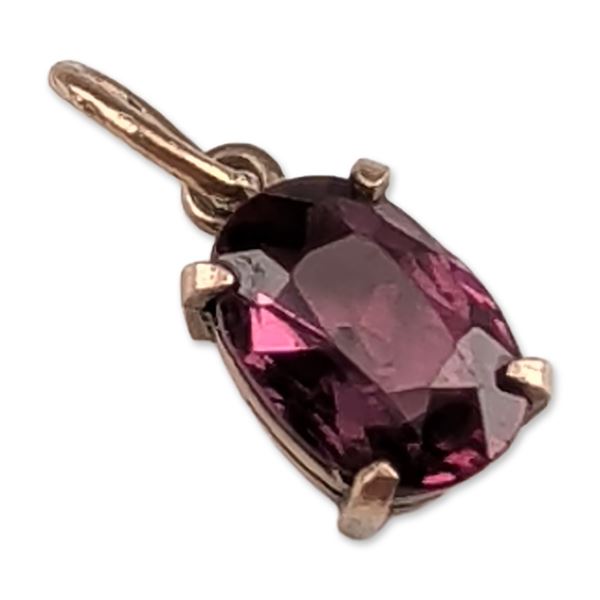 8K Gold Reddish Purple Garnet Pendant Charm