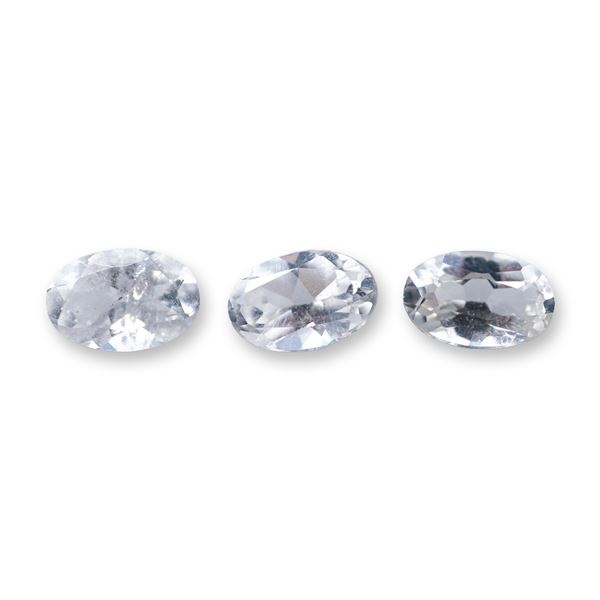 Trio of Oval Cut Aquamarine Gemstones