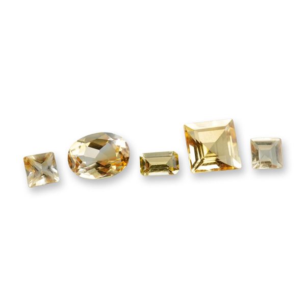 5pc Citrine Gemstones in Various Shapes and Sizes