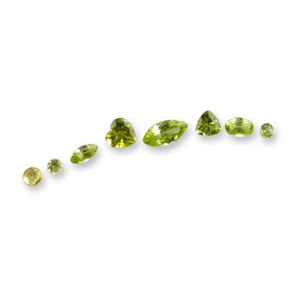8pc Heart, Trillion and Marquise Cut Peridot Gemstones