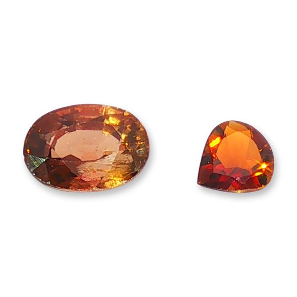 2pc Loose Oval and Pear Cut Brown-Orange Gemstones