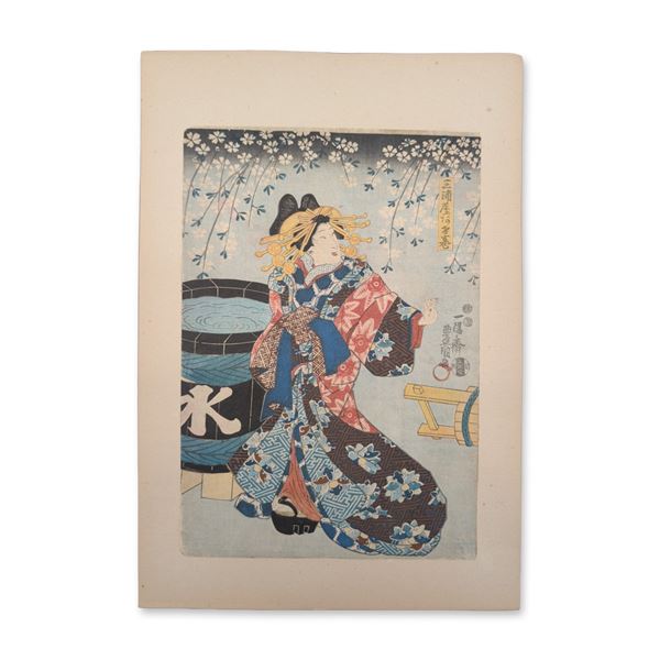 Utagawa Kunisada (Toyokuni III) (Japanese, 1786-1865)  Woodcut on Paper from One Hundred Beauties of