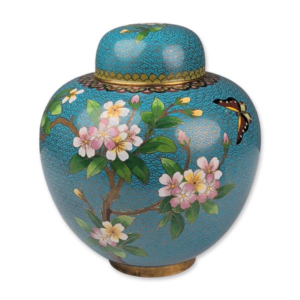 Chinese Cloisonne Turquoise Ground Ginger Jar