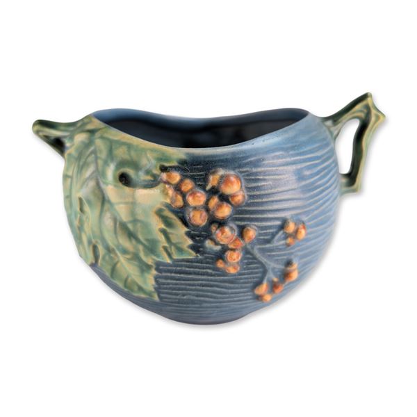 Roseville Bushberry Blue Art Pottery Planter