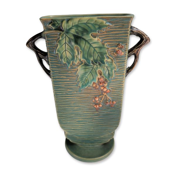 Roseville Bushberry Green Pottery Vase