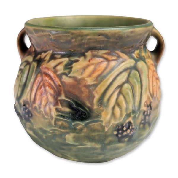 Roseville Pottery Two-Handled Bowl, Blackberry
