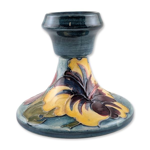 Moorcroft English Art Pottery Hibiscus Candlestick