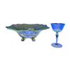 Image 1 : 2pc Depression Era Uranium Etched Champagne Coupe and Footed Centerpiece Bowl