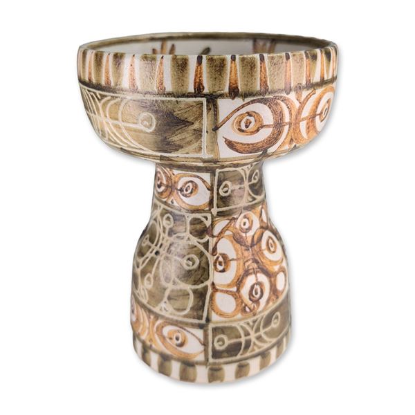 Andre Horellou (French 1943-2011) Hand-Painted Ceramic Spike Candlestick