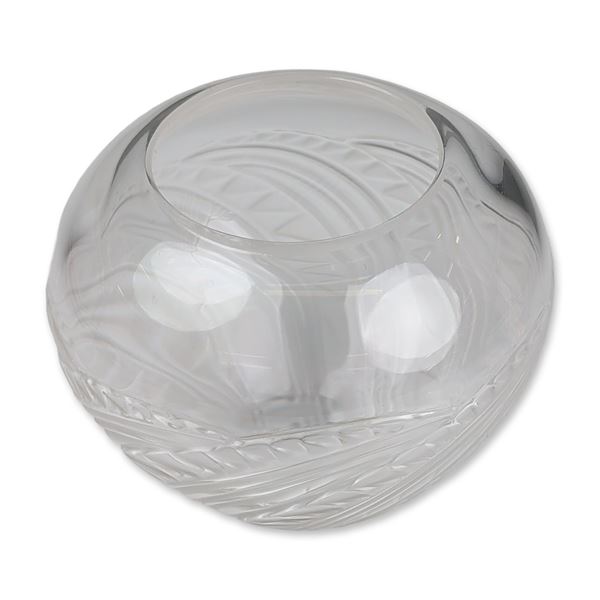 Lalique Crystal Foliate Vase, Zagora
