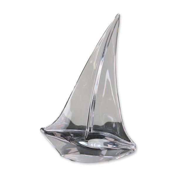 Daum France Modernist Crystal Sailboat Sculpture