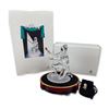 Image 1 : 3pc Swarovski SCS 2001 Annual Edition Harlequin Crystal Figurine, Pin, and Base