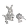 Image 1 : Two Swarovski Crystal Figurines, Mother Kangaroo with Joey and Kiwi