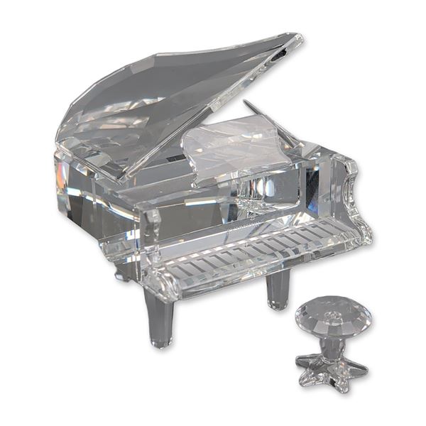 Swarovski Silver Crystal Figurine, Grand Piano and Stool