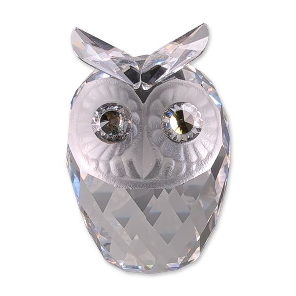 Swarovski Silver Crystal Faceted Owl Figurine