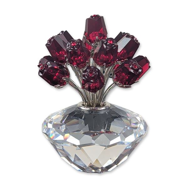 Swarovski Crystal Red Vase of Roses Figurine