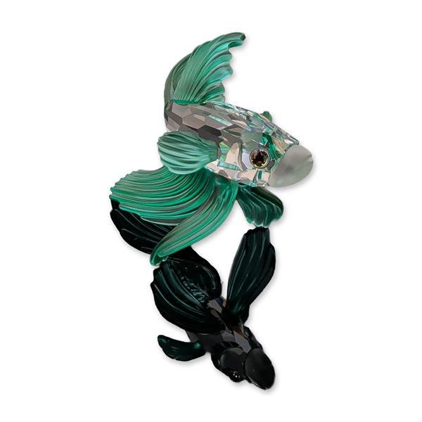 Swarovski Crystal Figurine, Green Siamese Fighting Fish