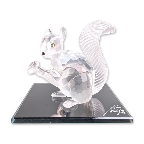Swarovski SCS 1997 Squirrel Crystal Figurine w/ Mirror Base