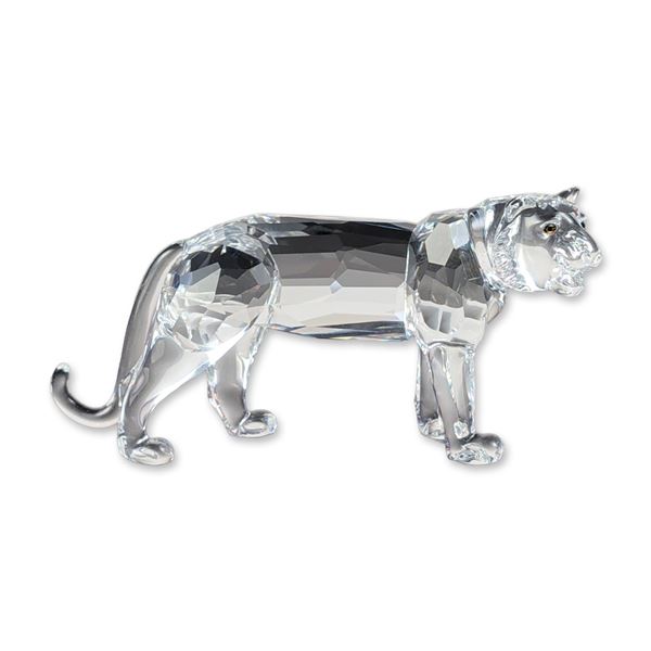 Swarovski Silver Crystal Tiger Figurine with Original Box