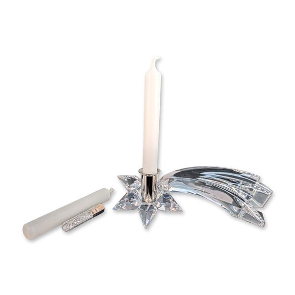 Swarovski Silver Crystal Comet Candle Holder with Vial of Crystal Chatons