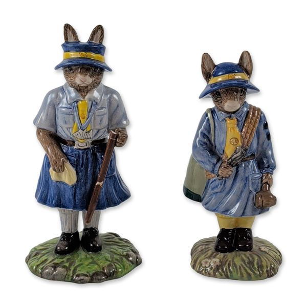 2pc Royal Doulton Bunnykins Ceramic Scouting Figurines