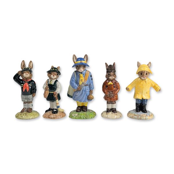 Set of Five Royal Doulton Bunnykins Ceramic Figurines