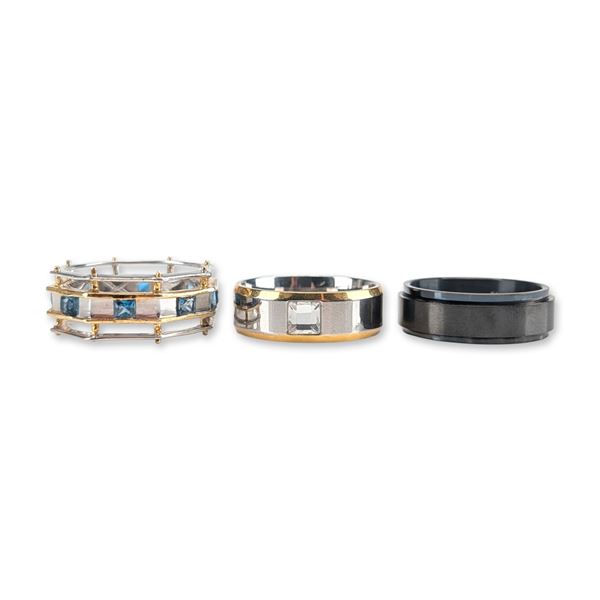 3pc Steeltime Stainless Steel Contemporary Fashion Band Rings