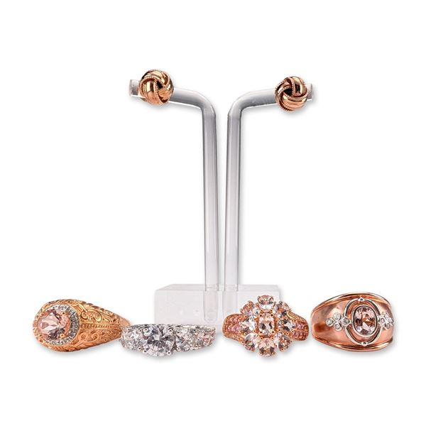5pc Contemporary Gold-plated Rose and White-tone Jewelry Collection