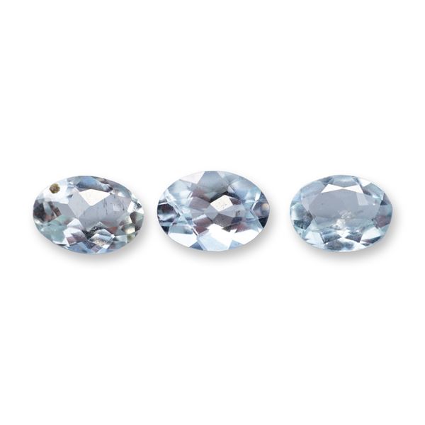 Three Oval Cut Loose Aquamarine Gemstones