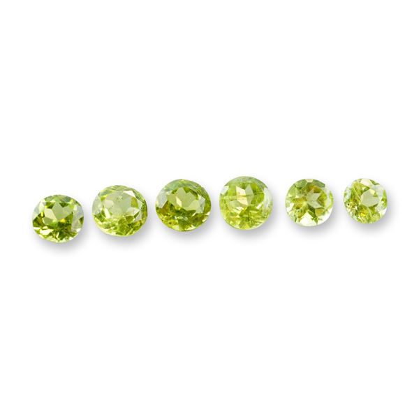 6pc Green Round Peridot Gemstones