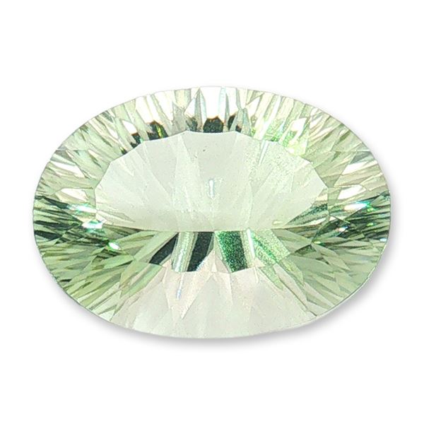 Oval Concave Cut Prasiolite Loose Gemstone