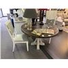 Image 1 : Distressed Mocha Top w/White Base Round Pedestal Dining Table w/2 Chairs