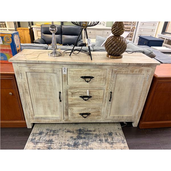 Beige Distressed  5'  Console Cabinet