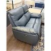 Image 2 : Navy Leather Power Recliner Loveseat