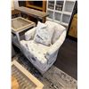 Image 3 : Beige Sea Bird Cloth Swivel Chairs - Pair
