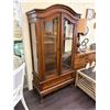 Image 1 : Carved Mahogany Ball In Claw Foot Curio w/Drawer
