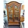 Image 2 : Carved Mahogany Ball In Claw Foot Curio w/Drawer