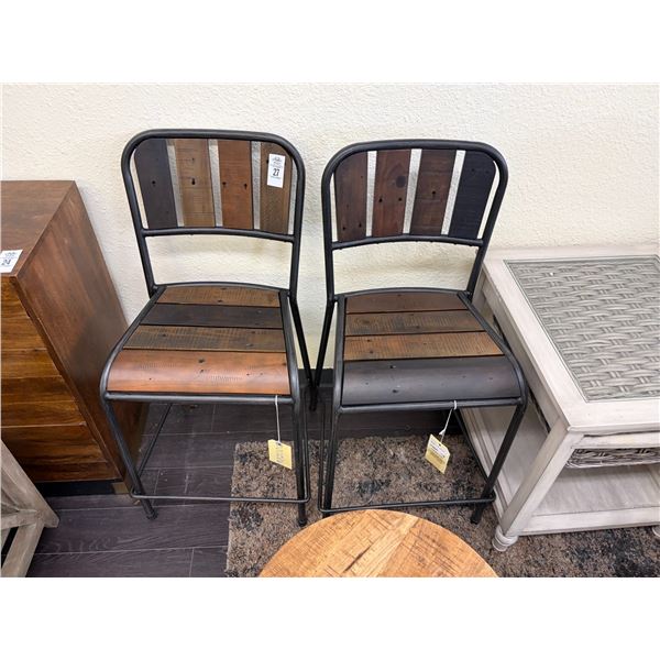 Plank Style Counter Height Stools - Pair