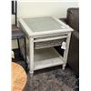 Image 1 : Beige Wood Glass Top w/Wicker Drawer Storage, Hall Table, End Tables - 5 Pc Set