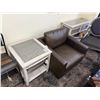 Image 2 : Beige Wood Glass Top w/Wicker Drawer Storage, Hall Table, End Tables - 5 Pc Set