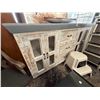 Image 2 : Distressed Glass Door Grey Top Console Cabinet - 6'